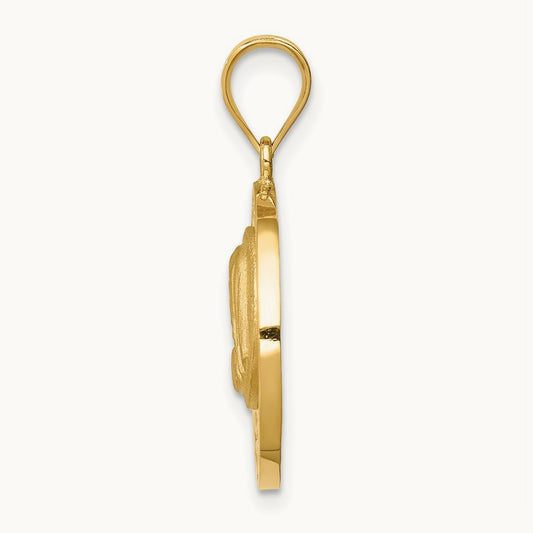 Brushed & Polished Virgin Mary Pendant, 14K