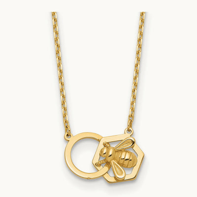 Polished Bee Necklace, 14K