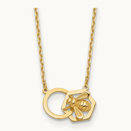 Polished Bee Necklace, 14K