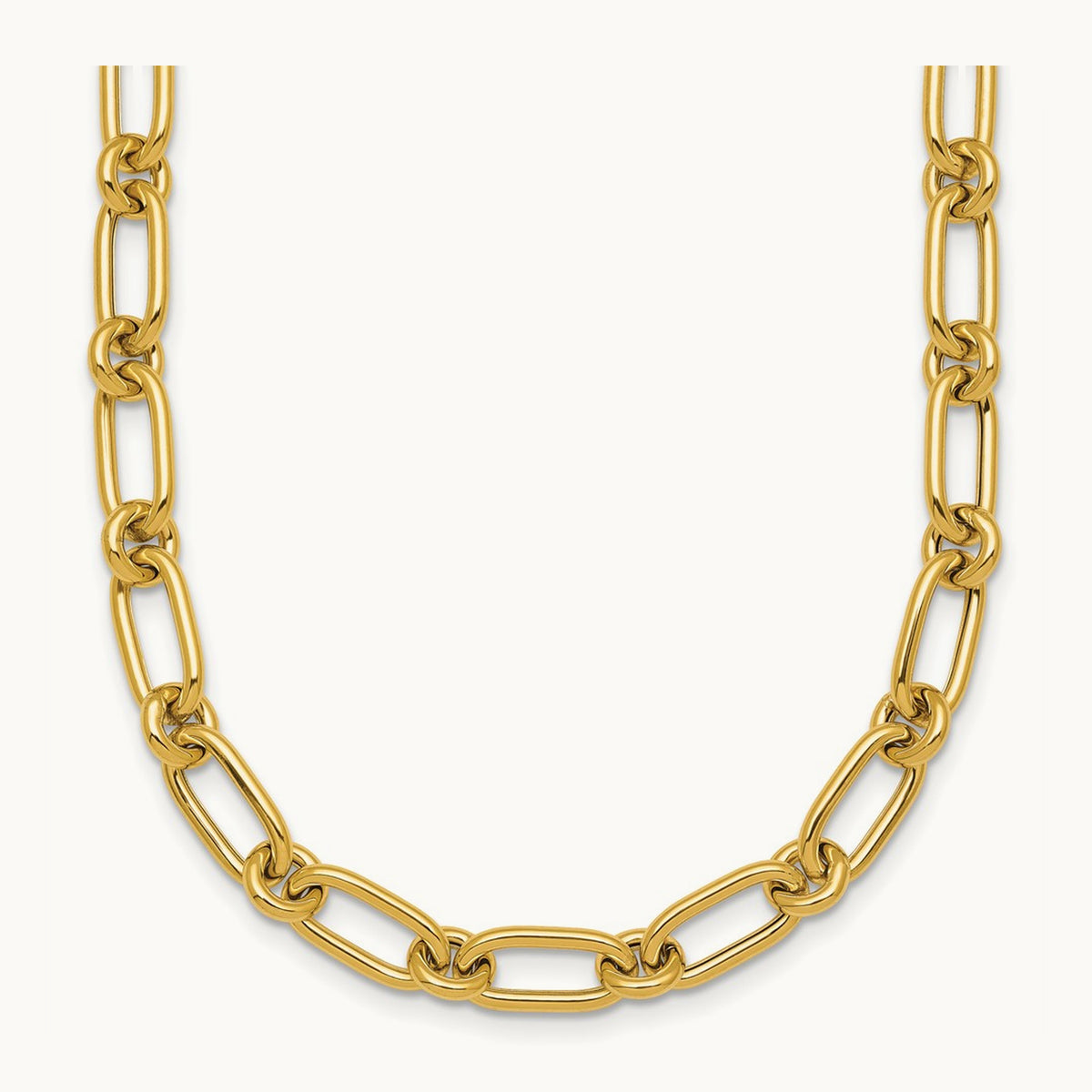 Polished Oval and Circle Link 18in Necklace, 14K