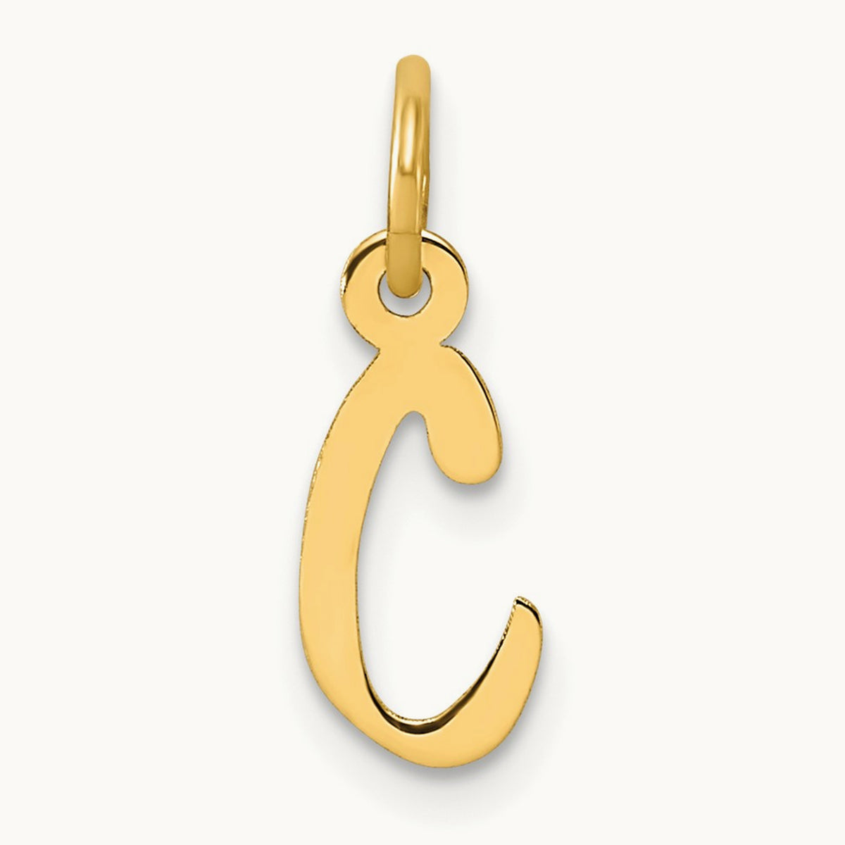 Small Slanted Block Initial Charm — 14K Yellow Gold, C
