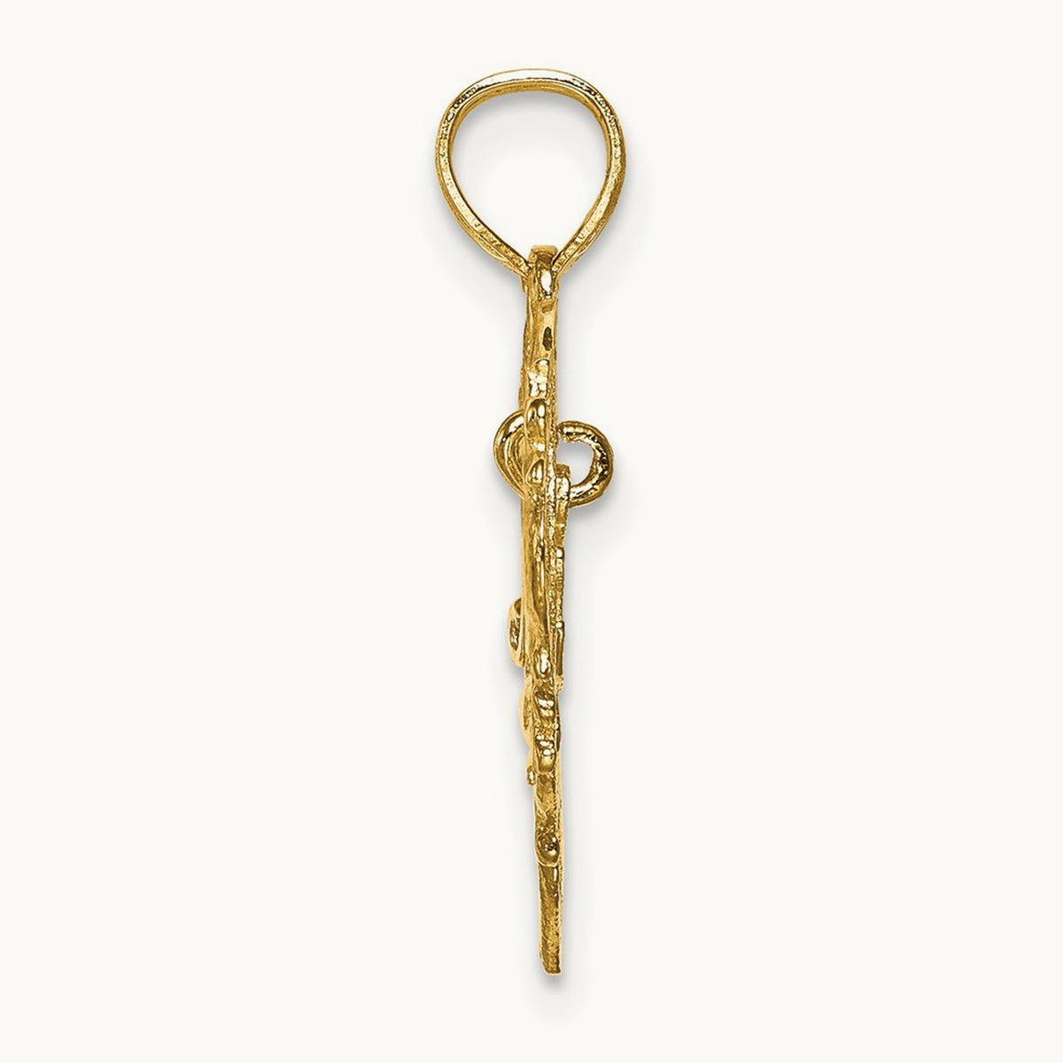 Polished MOM Dangle in Fancy Heart Pendant, 14K