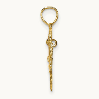 Polished MOM Dangle in Fancy Heart Pendant, 14K
