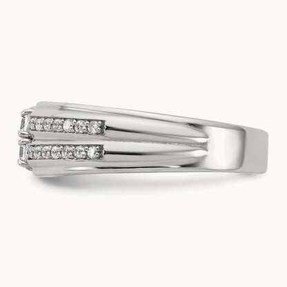 IB Goodman Mens Polished Complete 4-Stone 5/8ct Diamond Ring, 14K White Gold