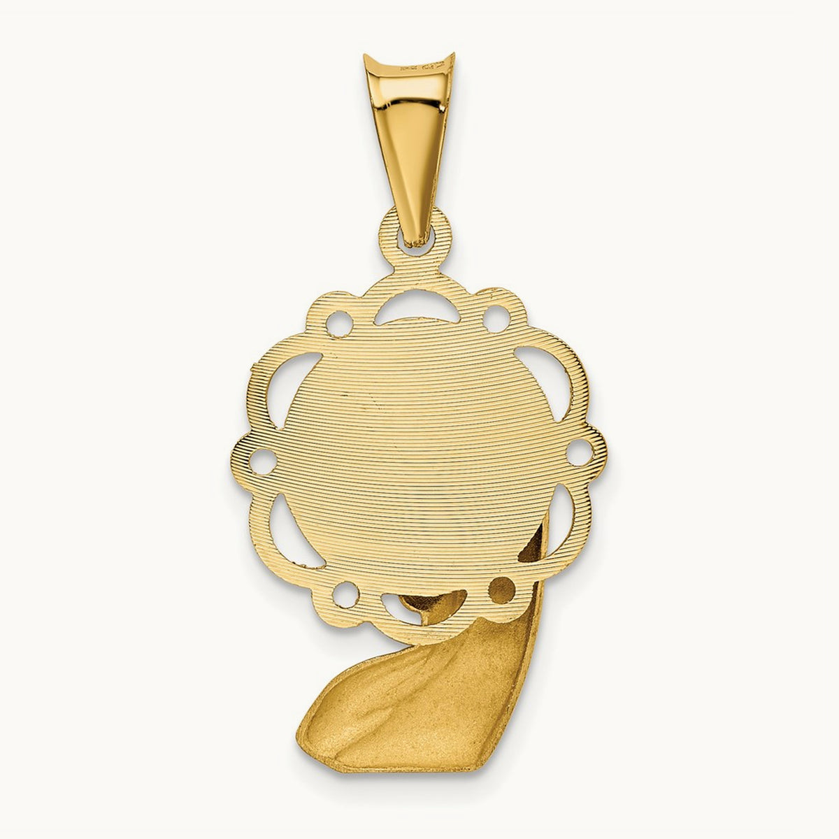 Satin And Polished Mary Pendant — 14K Yellow Gold