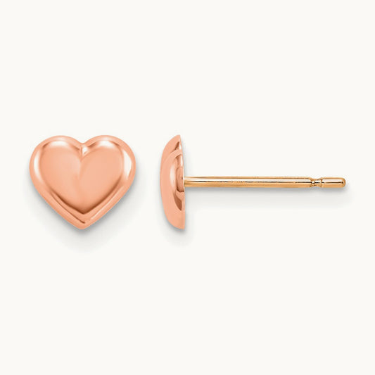 Madi K Rose Gold Heart Post Earrings, 14K