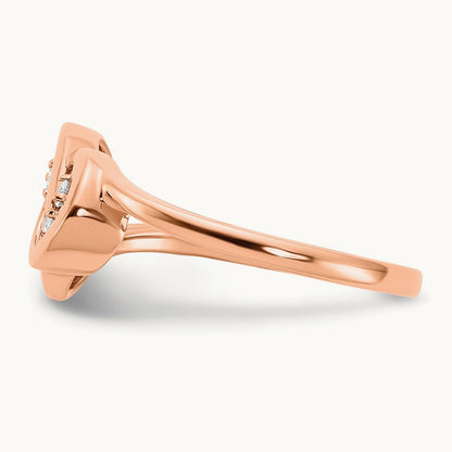 Polished Diamond Double Circle Ring, 14K Rose Gold