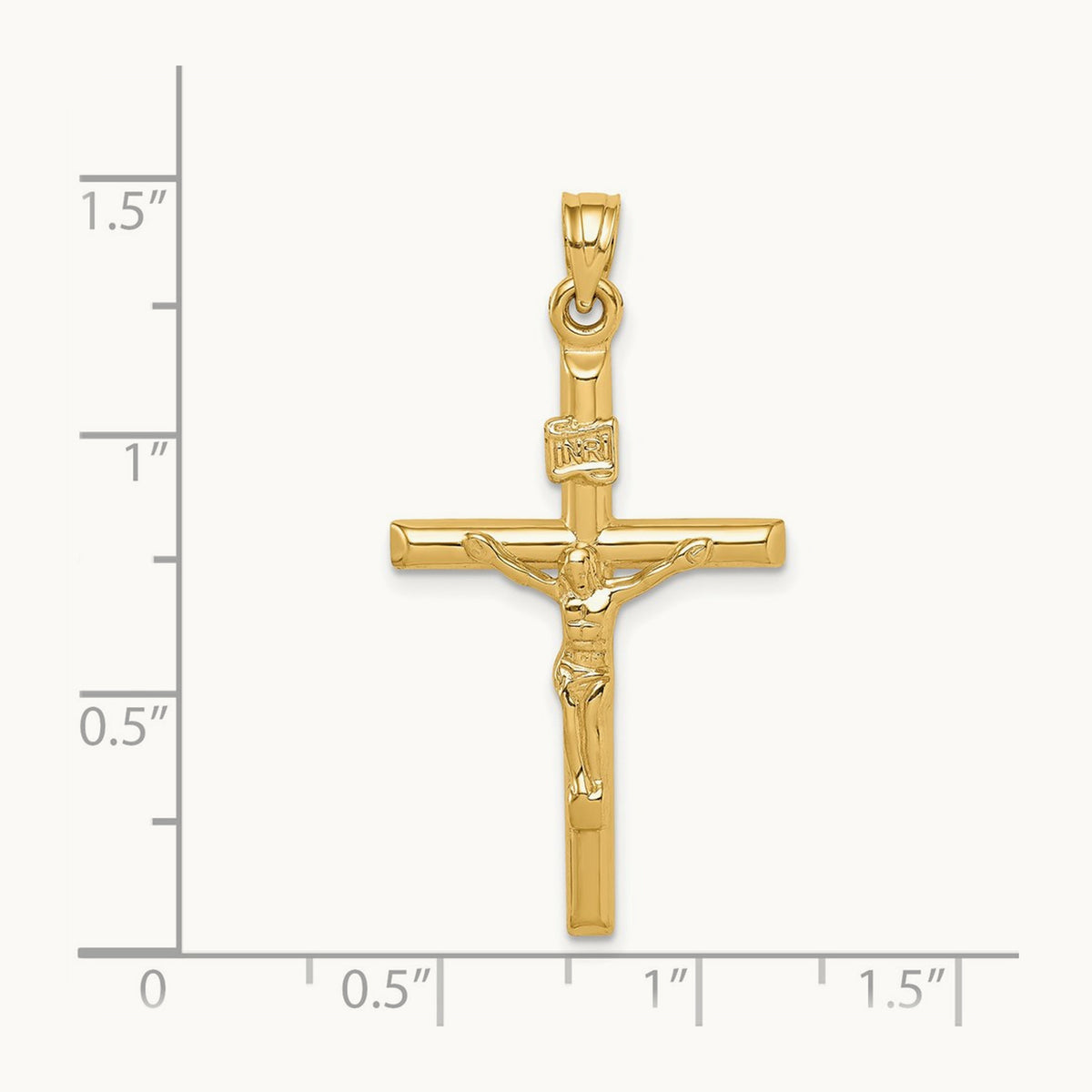 Hollow Crucifix Pendant — 14K Yellow Gold