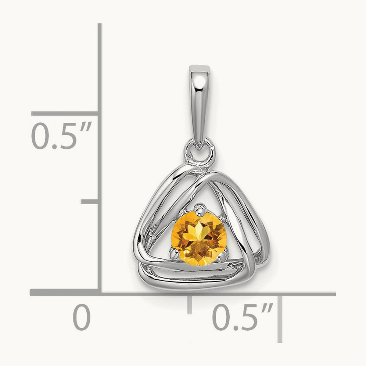 Citrine Triangle Pendant — 14K White Gold