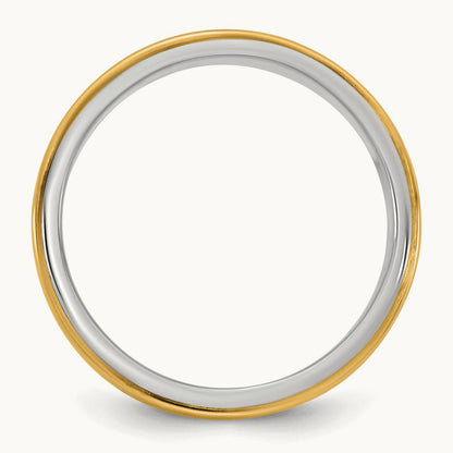 W/Y Step Edge Wedding Band, 6mm, 14K Two-tone