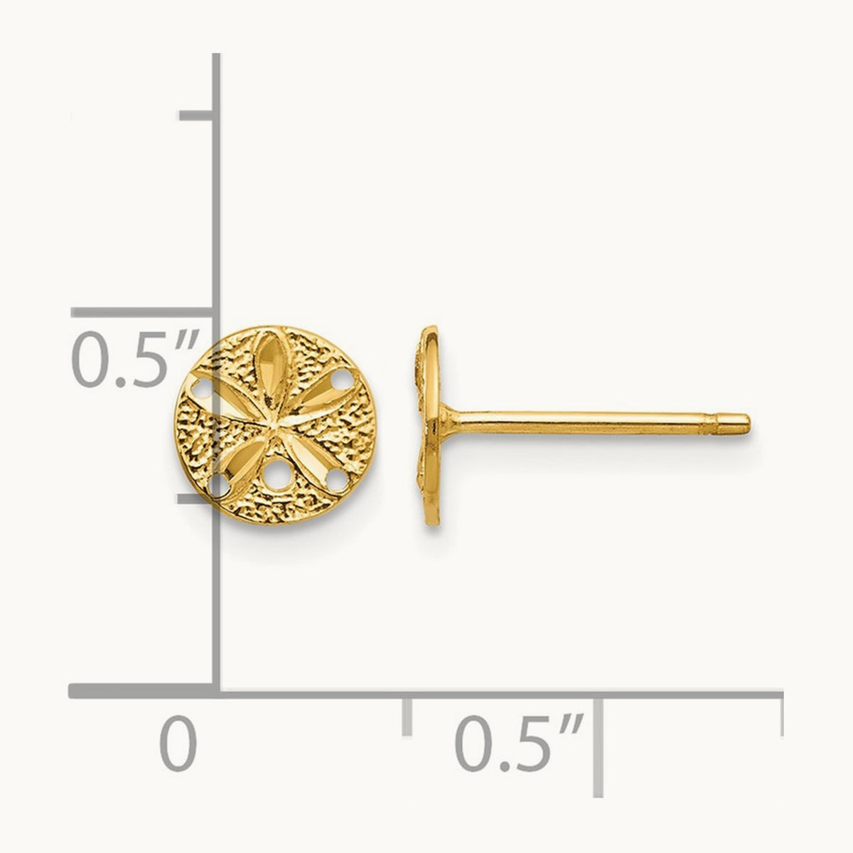 Diamond-Cut Sand Dollar Post Earrings, 14K
