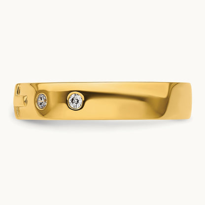 Cross Diamond Mens Complete Wedding Band, 14K