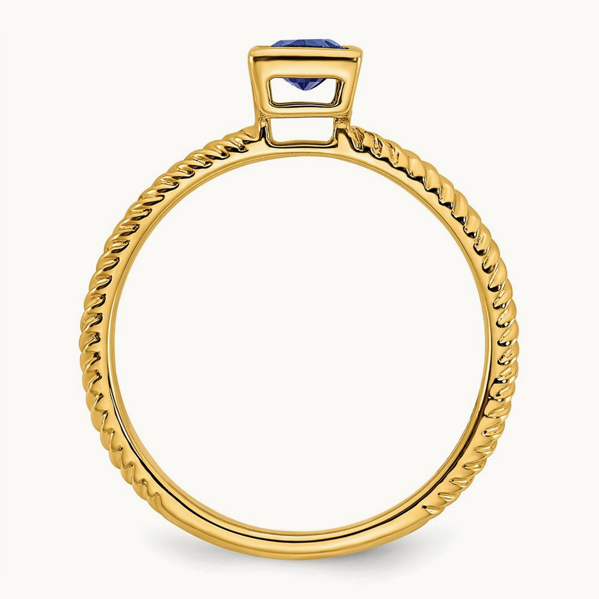 Square Bezel Sapphire Ring, 14K