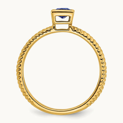 Square Bezel Sapphire Ring, 14K