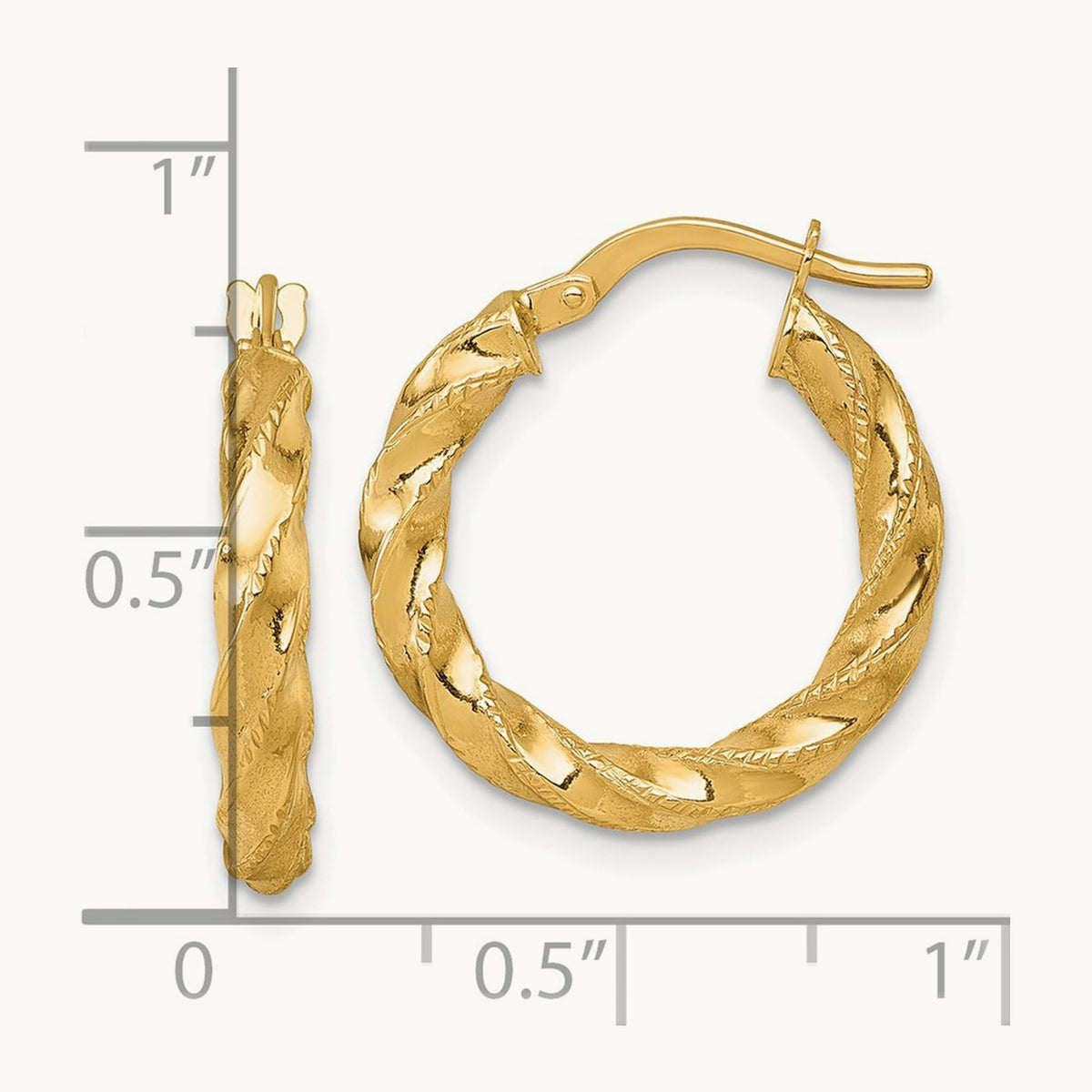 Polished Diamond-cut Twist Hoop Earrings — 21mm