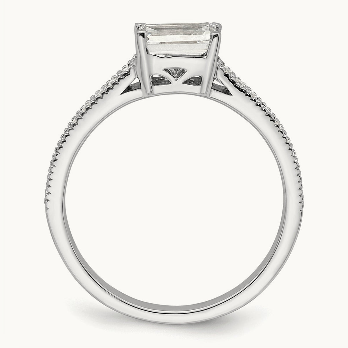 East West Emerald Semi-Mount Engagement Ring — 3/4 ct, 7