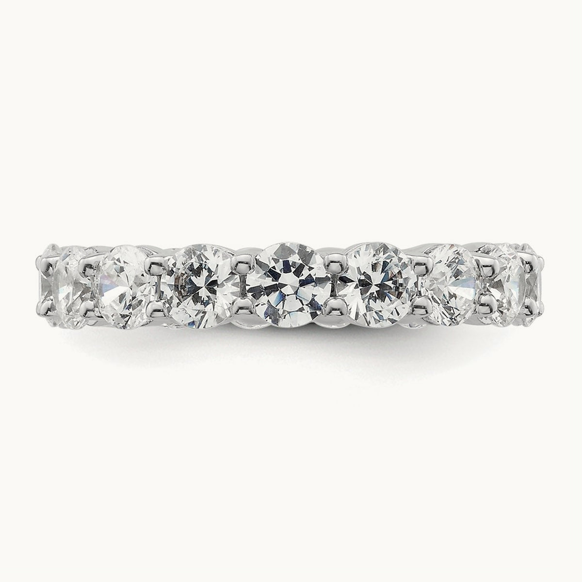 Polished Shared Prong Diamond Eternity Band — 14K White Gold, 2.89 ct, 5.5