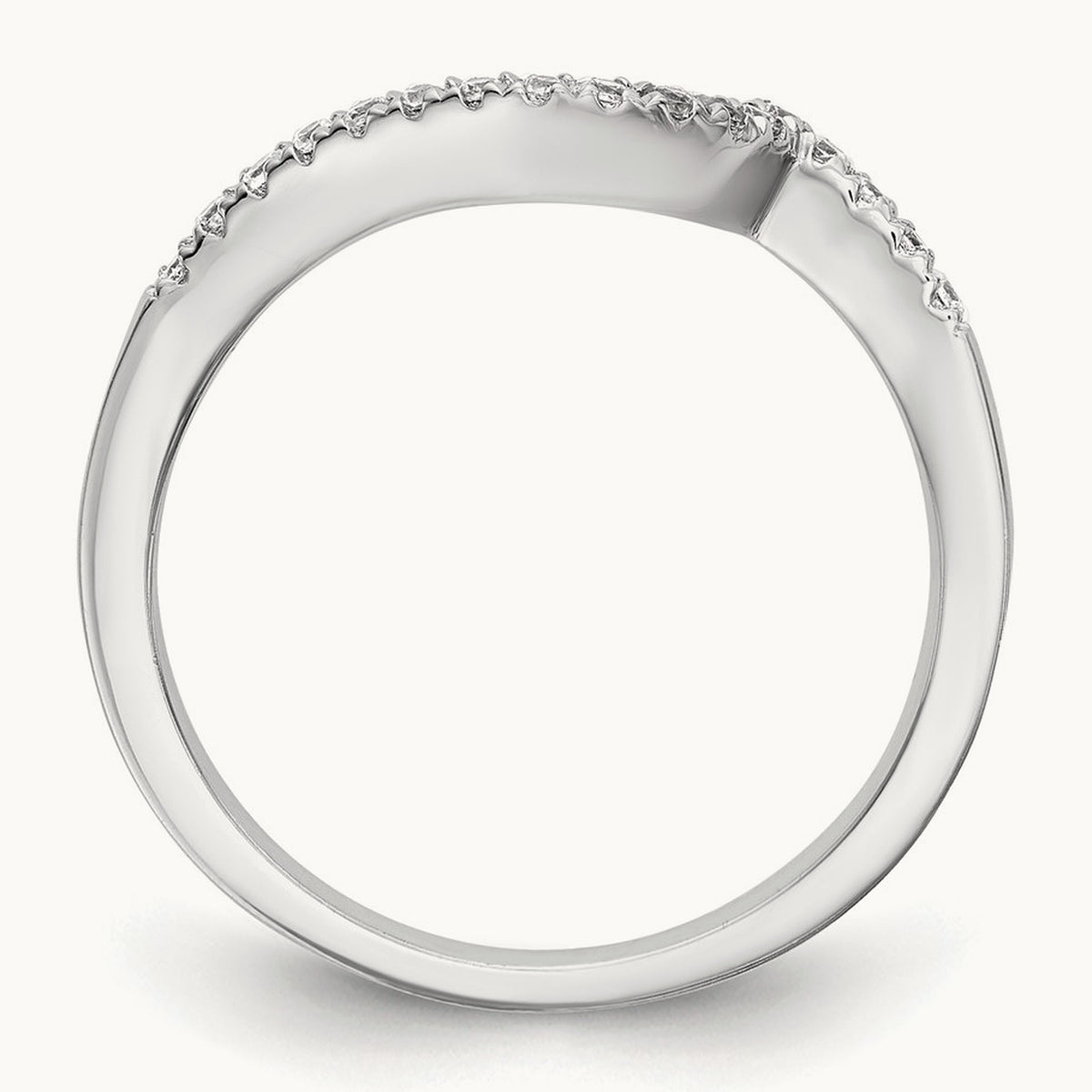 Diamond Contoured Wedding Band, 14K White Gold