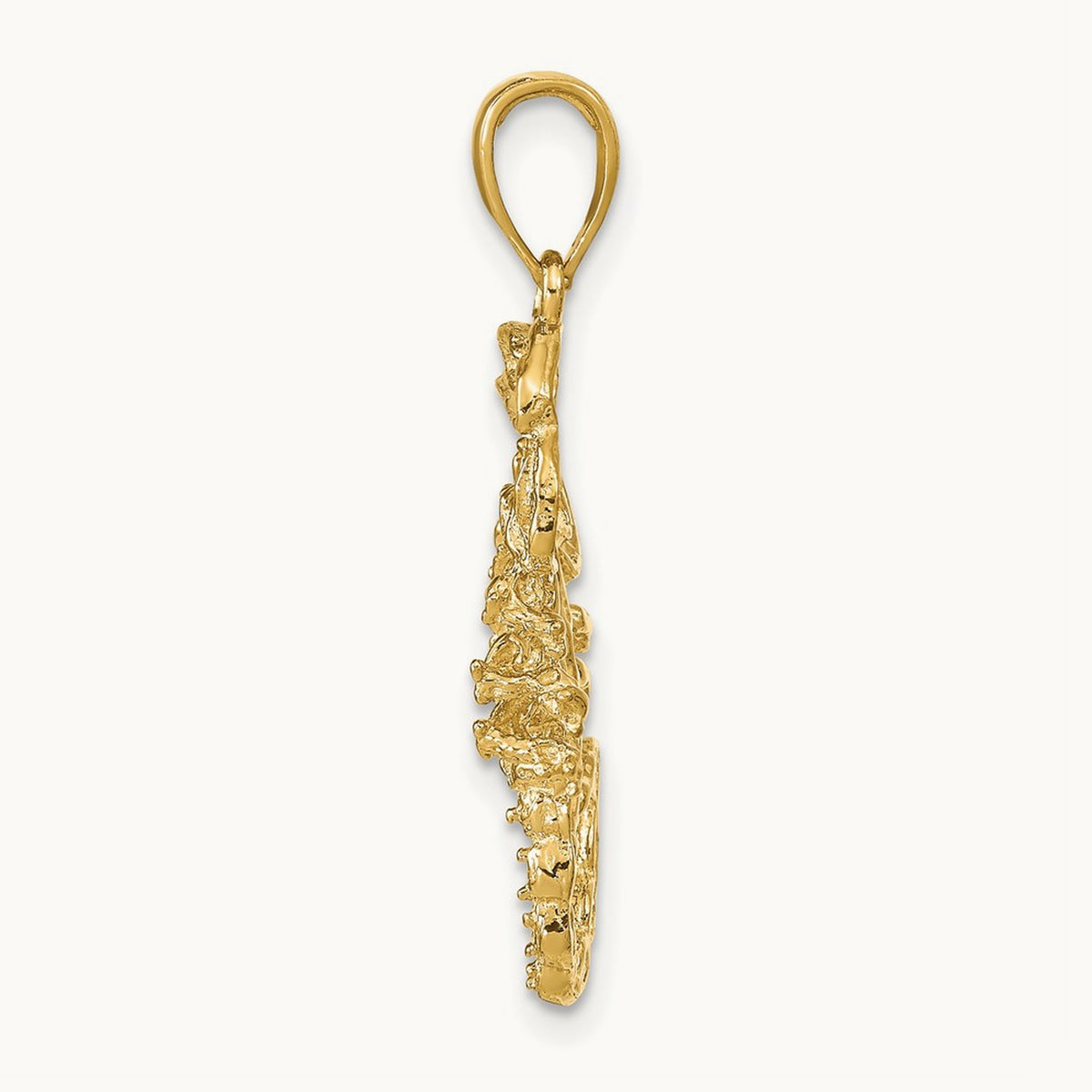 Solid Polished Open-Backed Scorpion Pendant — 14K Yellow Gold, 30mm