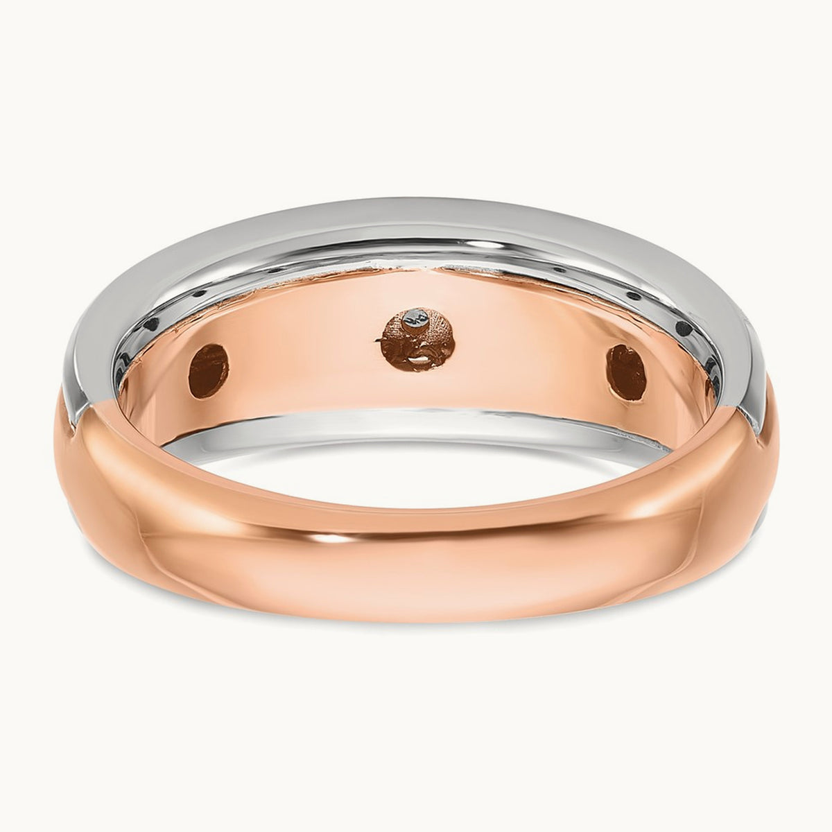 White/Rose Gold IBGoodman Men's Diamond Complete Ring, 14K Two-tone