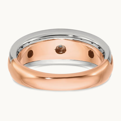 White/Rose Gold IBGoodman Men's Diamond Complete Ring, 14K Two-tone