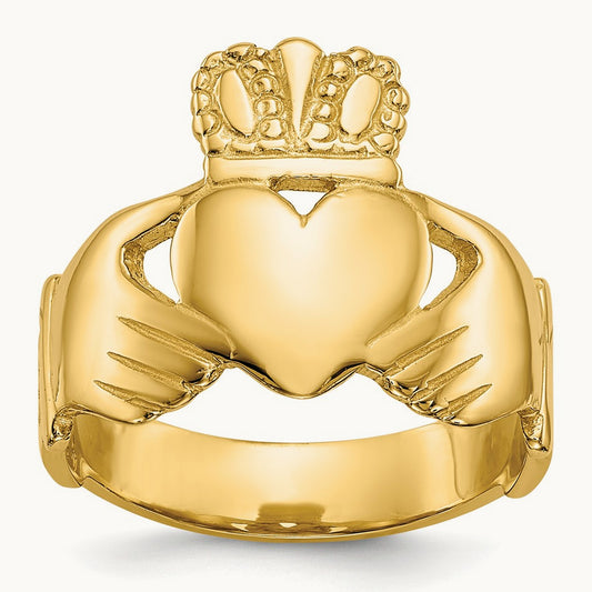 Polished Ladies Claddagh Ring, 14K