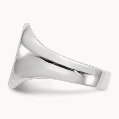 11.0x13. Closed Back Signet Ring, 0mm, 14K White Gold