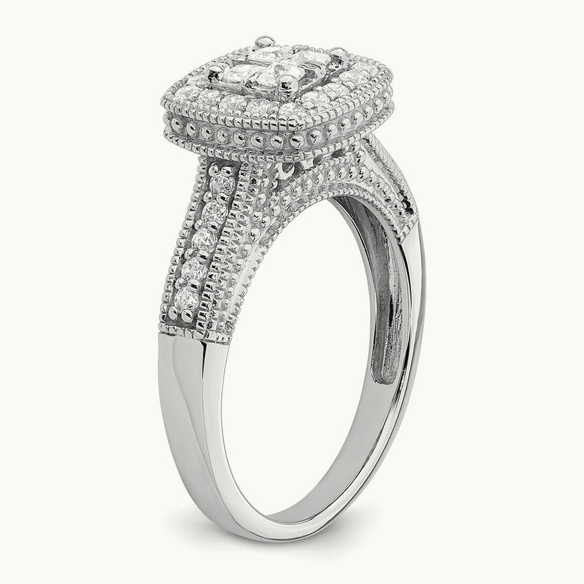 Diamond Cluster Complete Engagement Ring — photo set