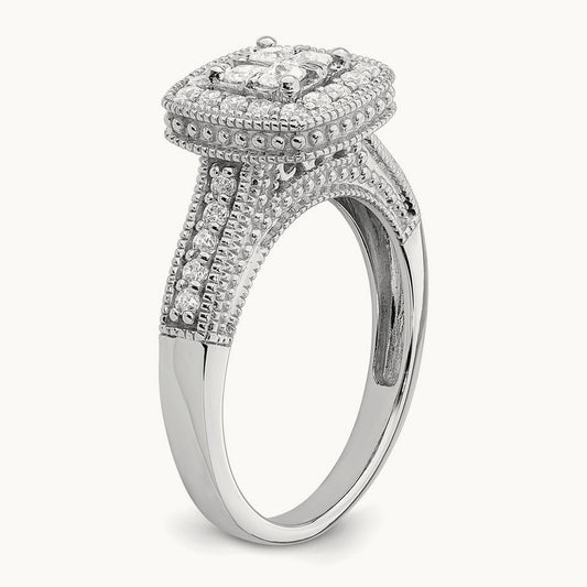 Diamond Cluster Complete Engagement Ring — photo set