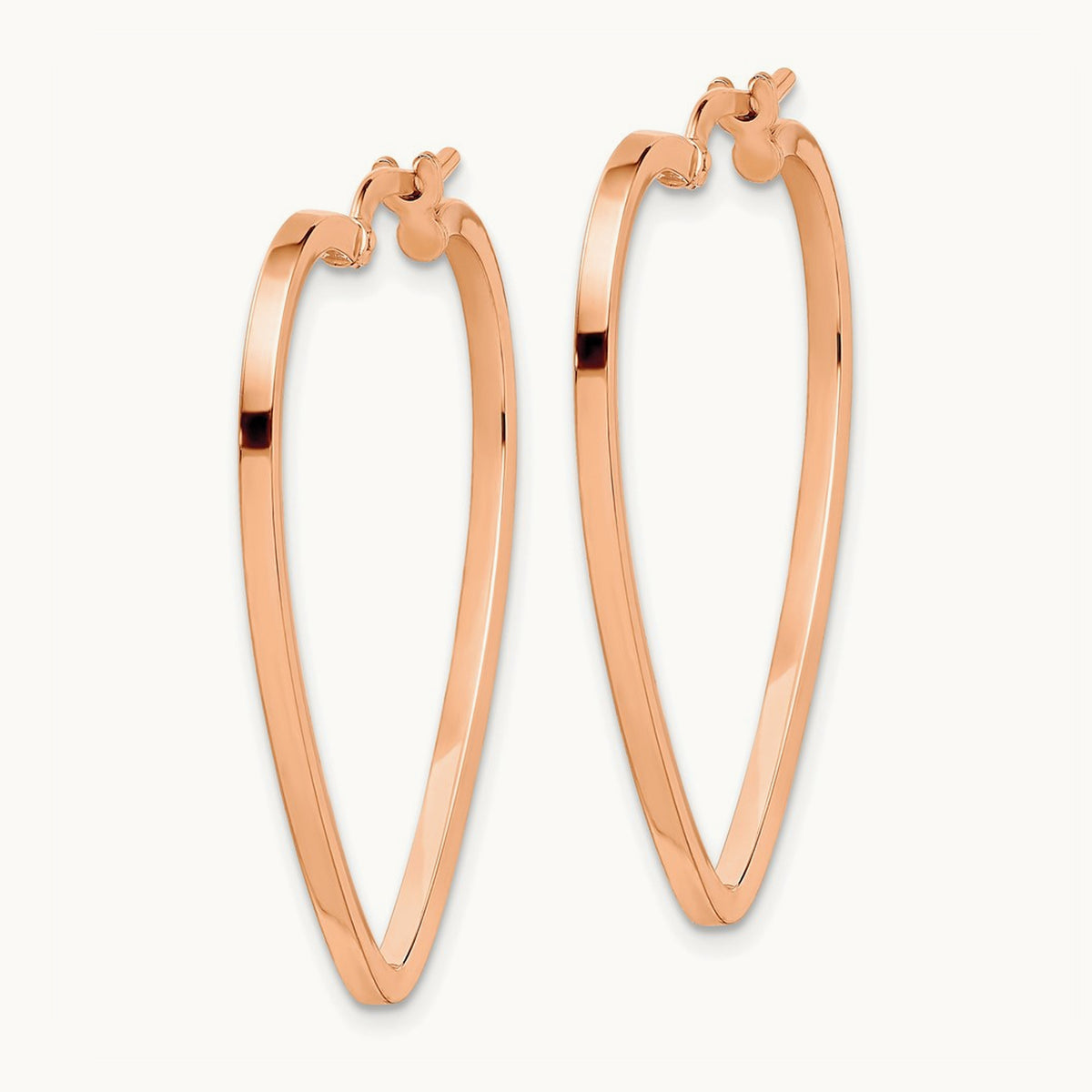 Polished Heart Hoop Earrings — 14K Rose Gold