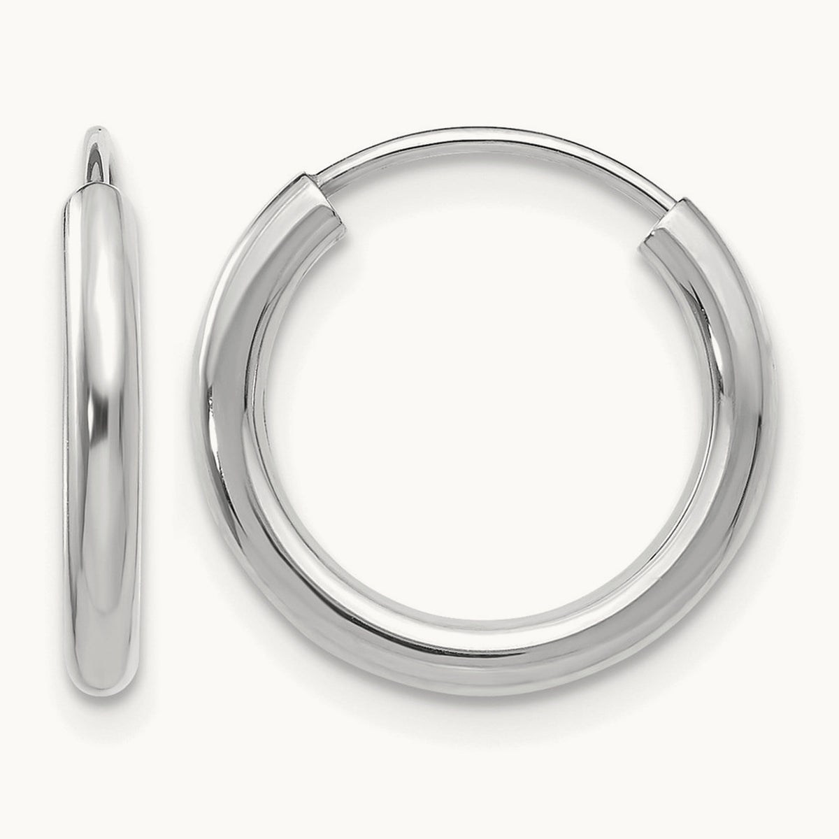 Polished Endless Hoop Earrings — 14K White Gold
