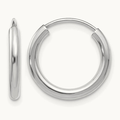 Polished Endless Hoop Earrings — 14K White Gold