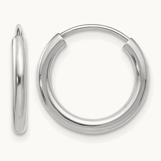 Polished Endless Hoop Earrings — 14K White Gold