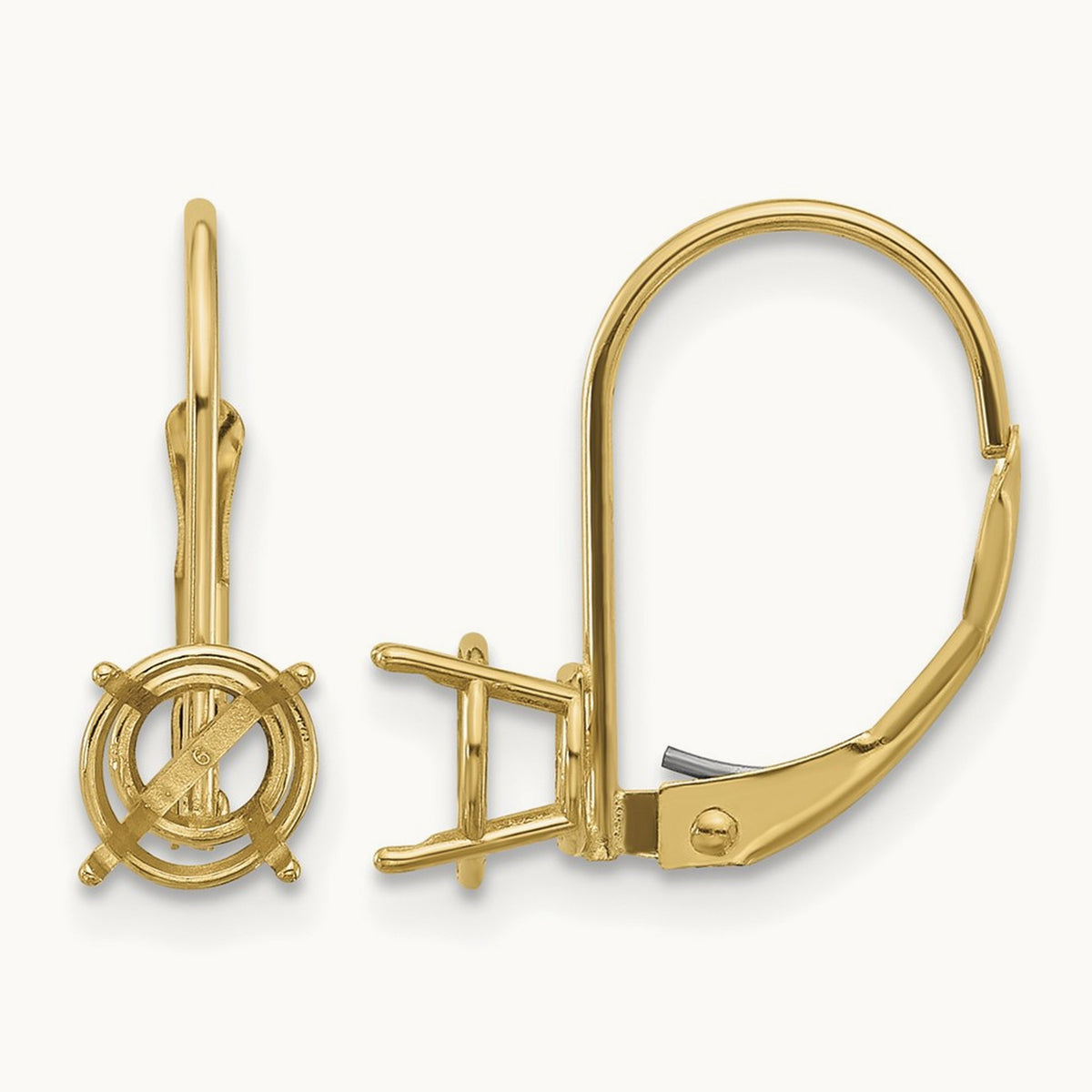 Setting: Round Leverback Earring Mounting — 14K Yellow Gold