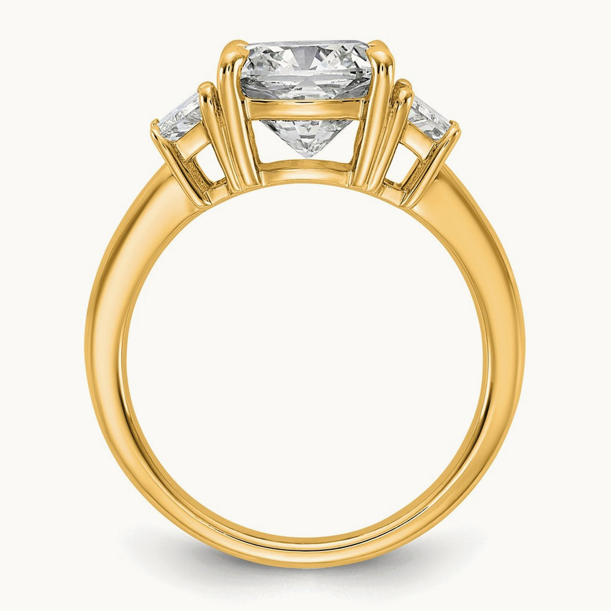 Cushion & 1/2 Moon Engagement Ring — 14K Yellow Gold, 3 3/4 ct, 7