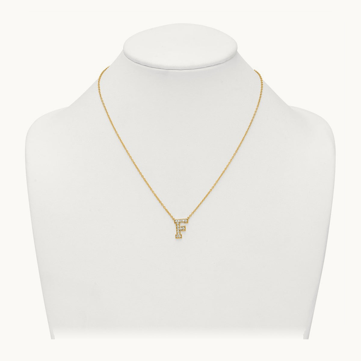 Initial Necklace — 14K Yellow Gold, F, 1/3 ct