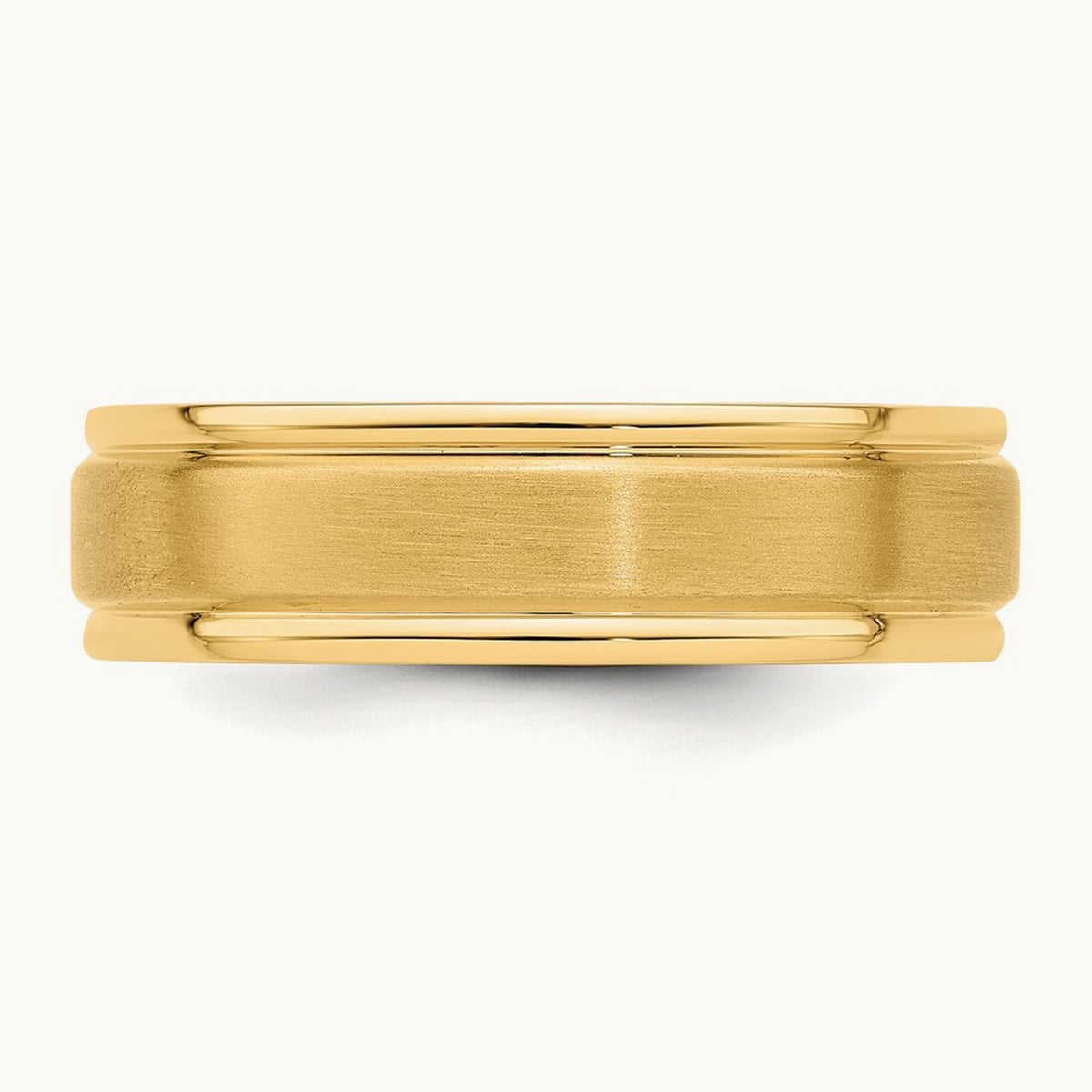 Heavy Comfort Fit Brush Satin Fancy Band, 14K Yellow Gold