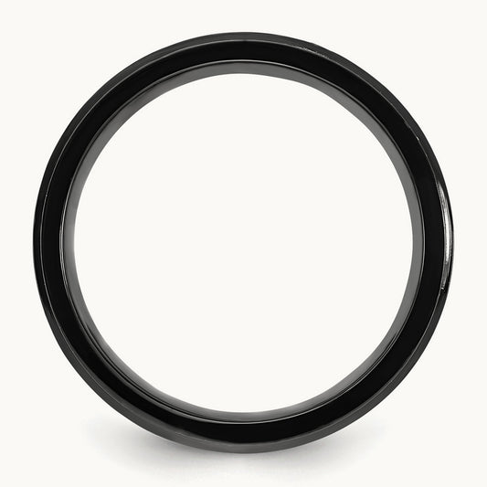 IP-plated Pink Mother of Pearl Inlay Band, 8mm, Titanium Black