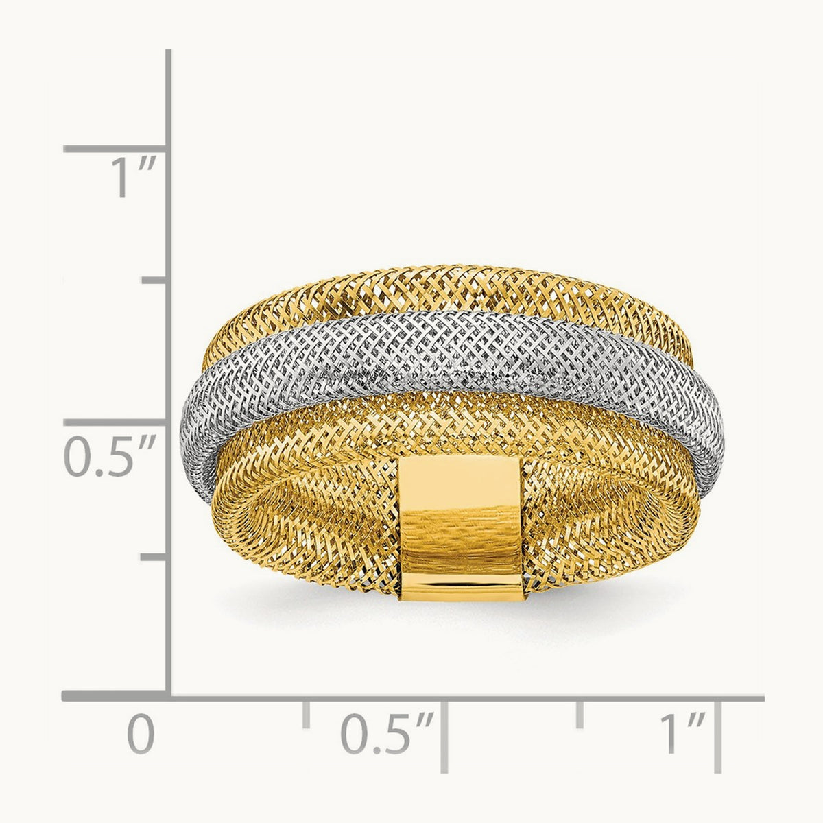 w/Rhodium Polished/Textured Stretch Ring, 14K — Leslie's