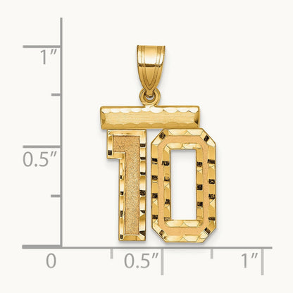 Medium Diamond-cut Number 10 Charm, 14K