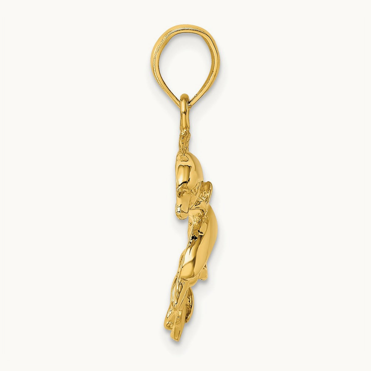 2-D Polished and Textured Double Dolphins Charm, 14K