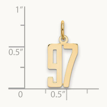 Small Elongated Number 97 Charm, 14K