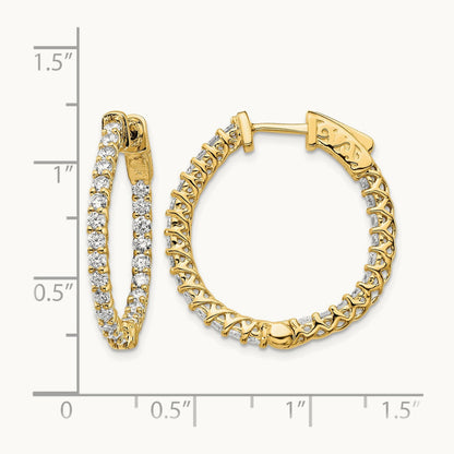Diamond Round Hoop w/Safety Clasp Earrings, 14K