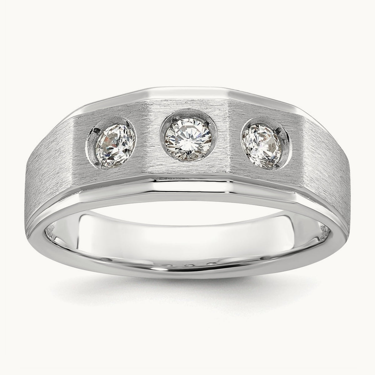 IBGoodman Men's Polished/Satin Diamond Complete Ring, 14K White Gold