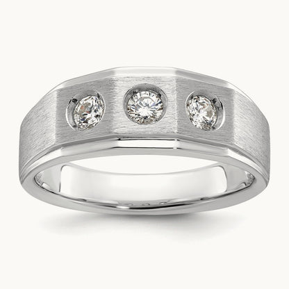 IBGoodman Men's Polished/Satin Diamond Complete Ring, 14K White Gold