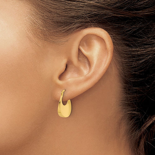 Polished Fancy Oval Hoop Earrings — Leslie's — 14K Yellow Gold