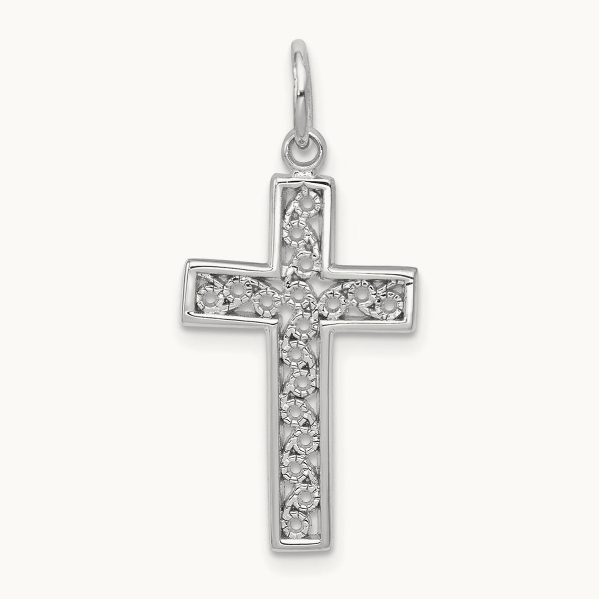Cross Charm, 14K White Gold