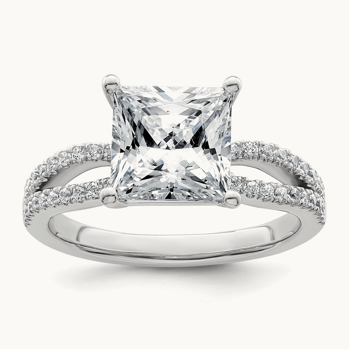 Princess Engagement Ring, 1.25-2.75 ct tw Lab-Grown Diamond — 2 3/4 ct, 14K White Gold