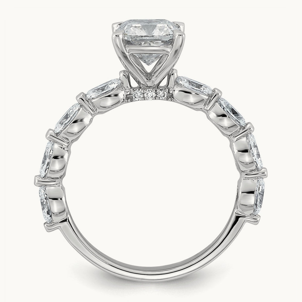 Cushion Center with Oval Sides Ring, 2 5/8-5 1/2 ct Lab-Grown Diamond