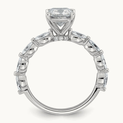 Cushion Center with Oval Sides Ring, 2 5/8-5 1/2 ct Lab-Grown Diamond